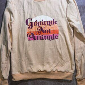 NWT‎ CHYRII Women Medium 'Gratitude Not Attitude' Crew Neck Pullover Sweatshirt